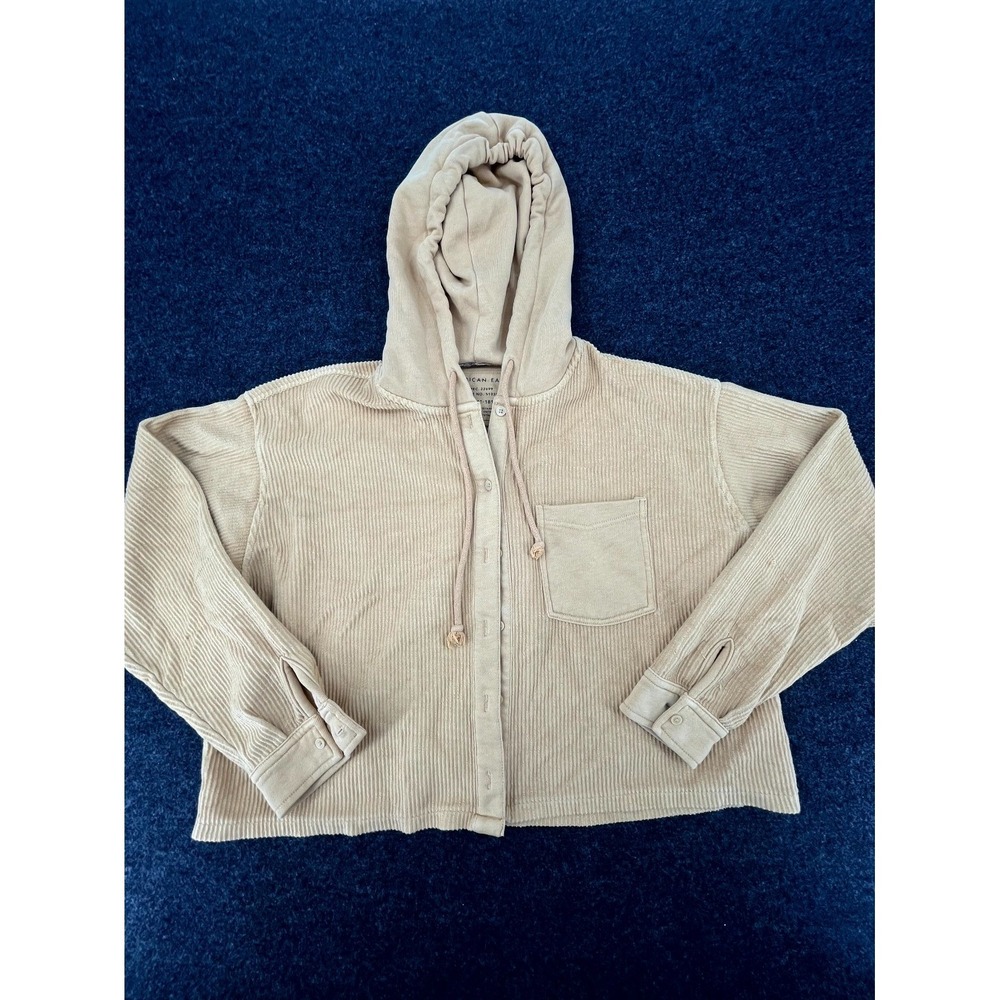 American Eagle Outfitters Corduroy Shacket Womens‎ Mustard Yellow Medium Hooded